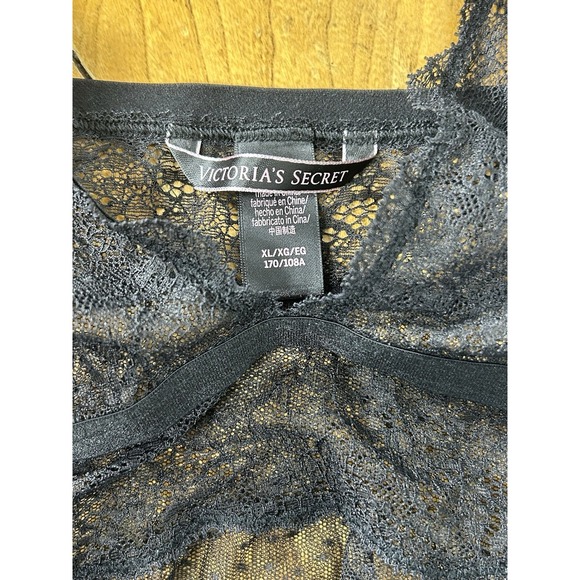 Victorias Secret XL 90's Black Sheer Dotted Flyaway Babydoll Coquette Whimsigoth - Picture 13 of 13